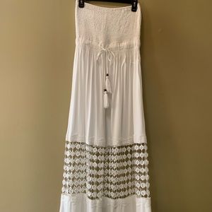 Never worn strapless white long dress